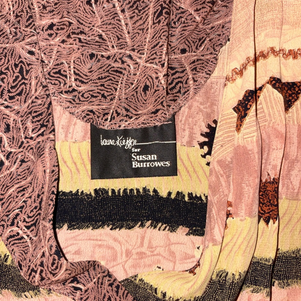 Vintage Susan Burrowes Laura Kieffer Art Knit Wrap Tie Top Boho Southwest - Picture 7 of 8